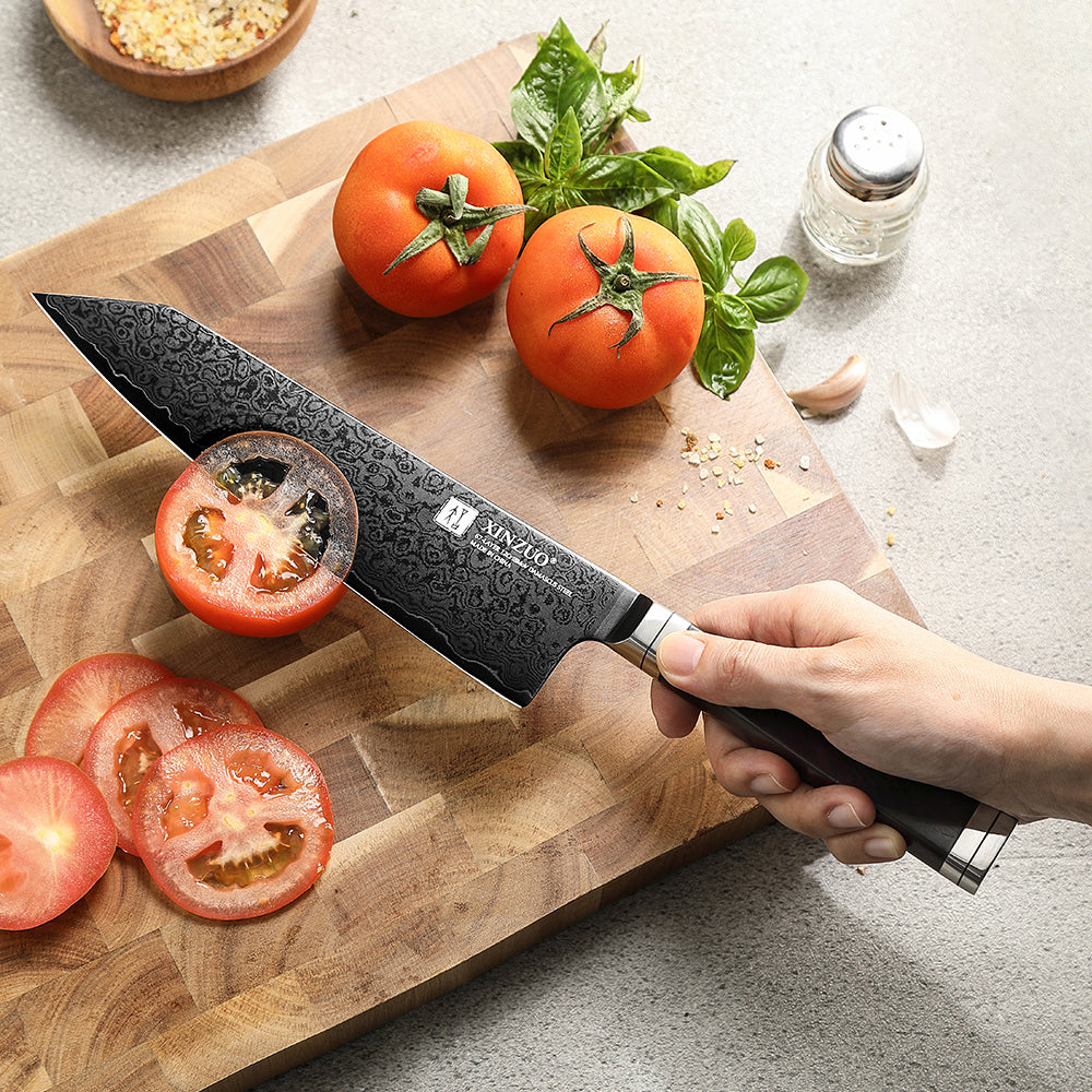 XINZUO Ji Series High Carbon Steel 3PCS Knife Set 67 Layers Damascus Steel Utility+Santoku+Bunka Knife,Kitchen Utensils