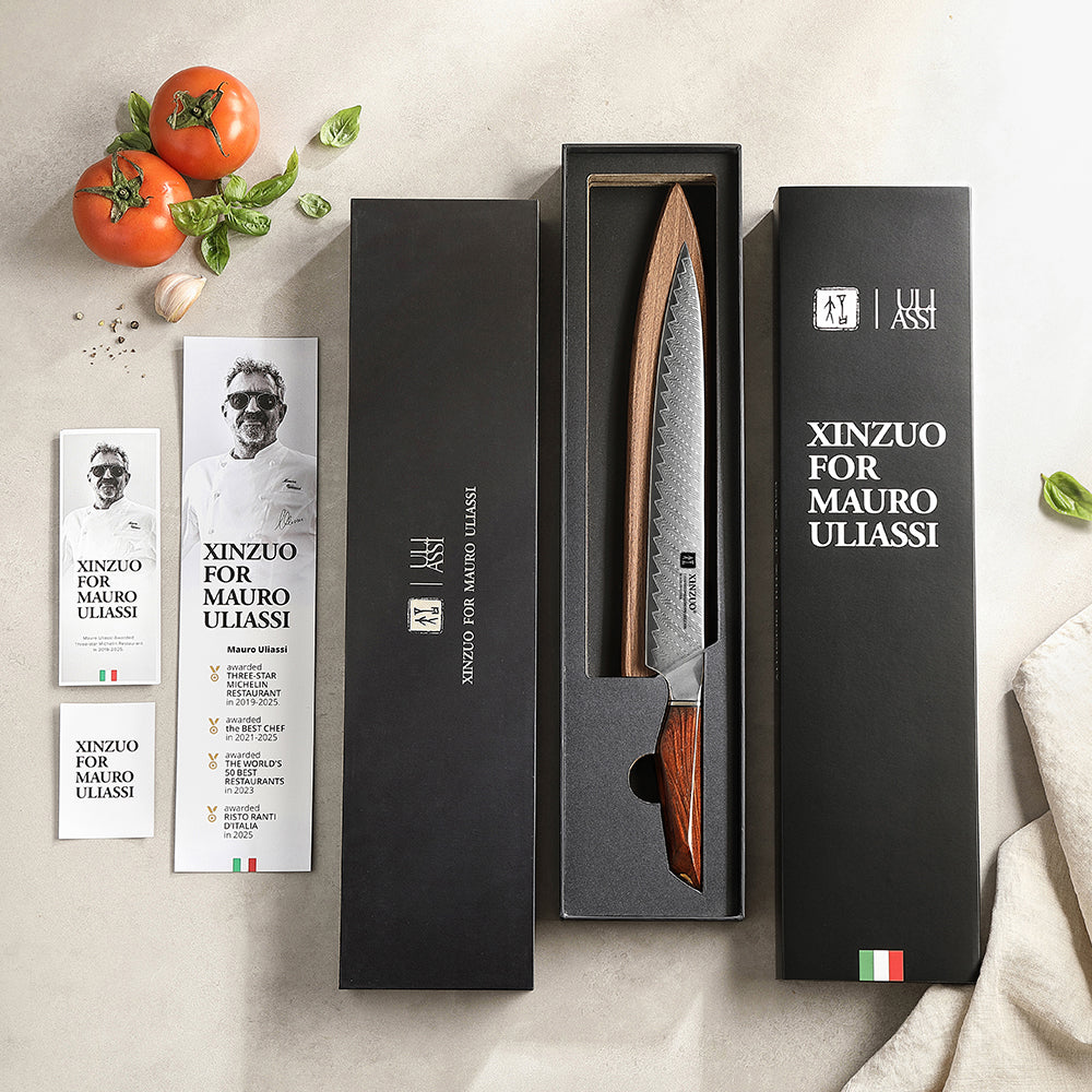 XINZUO Xing Series 10.2 Inches Carving Knife – 73-Layer Damascus Powder Steel, Michelin Star Collaboration, Sustainable Packaging, All-Purpose Culinary Tool