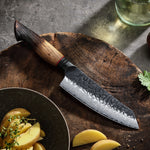 XINZUO 5.7 Inch Santoku Knife 67 Layers Damascus Steel with Burnt Oak Handle – Precision Japanese Multi-Purpose Chef Knife