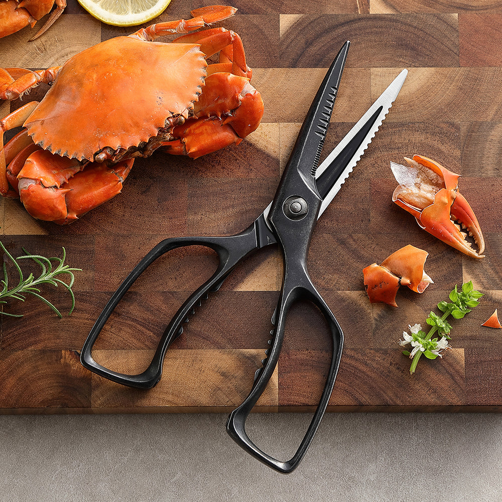 XINZUO 5Cr15 Stainless Steel Multifunctional Kitchen Scissors – One-Piece Solid Construction, Detachable & Ergonomic (Black/Silver/Bronze)