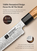 XINZUO PM8 Series 67 Layers Damascus Powder Steel Bread Knife 8.5 inches