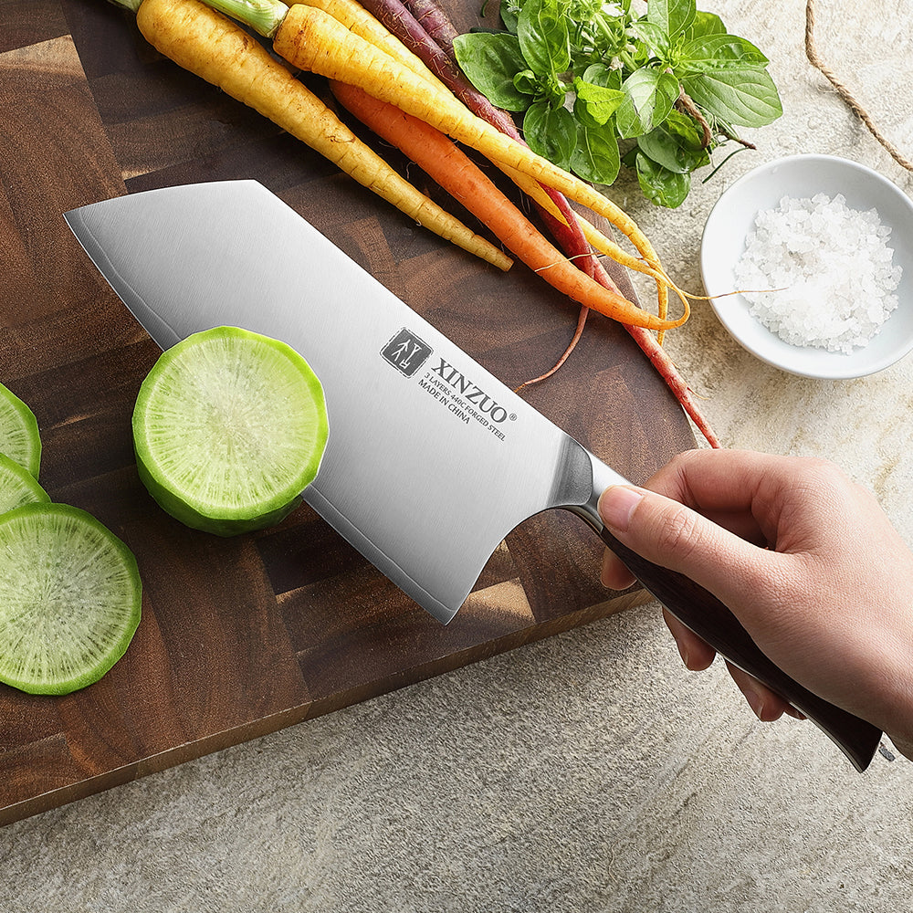 XINZUO High-Performance Cleaver Knife 7.1 Inches 3-Layer Composite Steel Blade for Kitchen Cooking