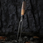 XINZUO 6 Inch Carving Fork with Burnt Oak Handle - Professional Meat Fork for Roasts, BBQ and Serving