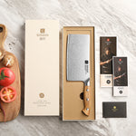 XINZUO Professional Chinese Meat Cleaver Knife - Triple-Layer Composited Steel with Olive Wood Handle, Razor Sharp & Ergonomic Design-PIN Series