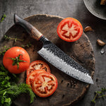 XINZUO 7 Inches 67 Layers Black Damascus Steel Santoku Knife with  Burnt Oak Handle MO-Series