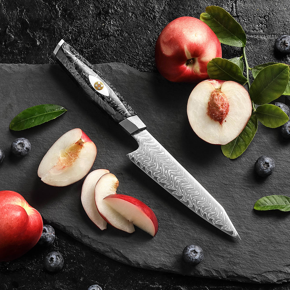 XINZUO Utility Knife Premium M390 Powder Steel With Damascus Pattern Multi-purpose Kitchen Knife Sharp and Durable