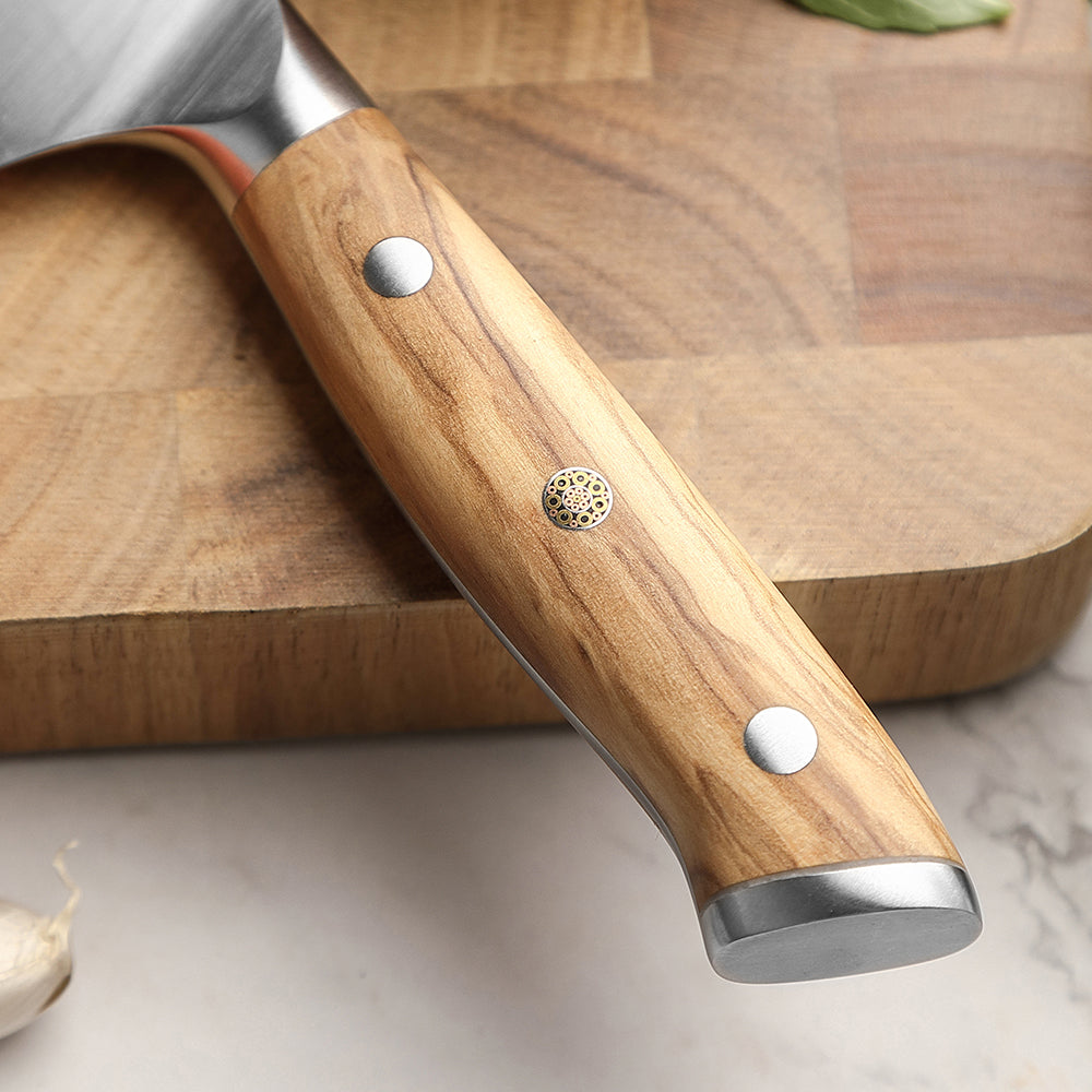 XINZUO Premium German Steel 5.8 Inches Bunka Knife – Olive Wood Handle, 56-58HRC Hardness, Ideal for Daily Kitchen Prep