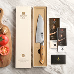 XINZUO Professional Santoku Knife - Triple-Layer Composited Steel with Olive Wood Handle, Razor Sharp & Ergonomic Design-PIN Series