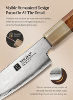 XINZUO Zhen XZ05 Series ZDP-189 Powder Steel Steak Knife 5.5 Inch, Made of Three-layer Composite Steel, Hardness Reaches 65-67HRC, Desert lronwood Octagonal HandIe