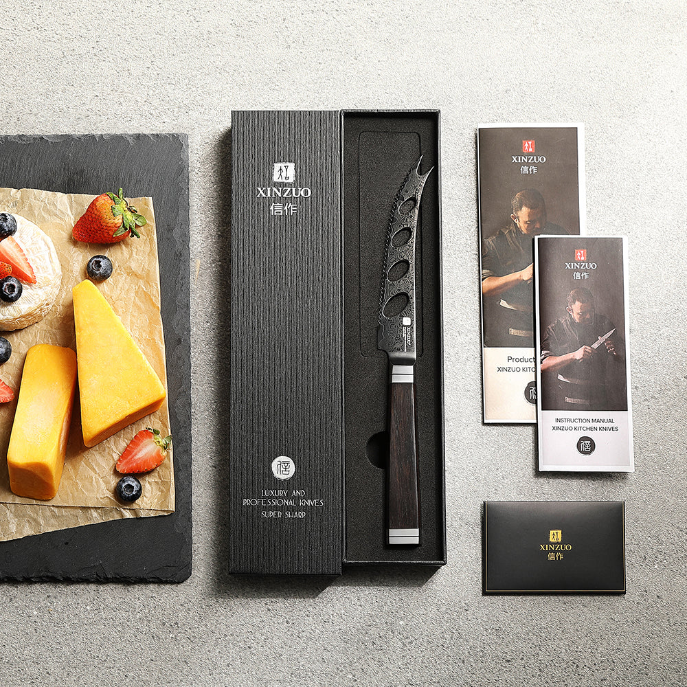 XINZUO Ji Series 67-Layer Damascus Cheese Knife, 12Cr18MoV Core,Suitable for Cutting Cheese and Bread