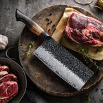 XINZUO 67 Layers Black Damascus Steel Meat Cleaver/Chinese Chef Knife with  Burnt Oak Handle MO-Series