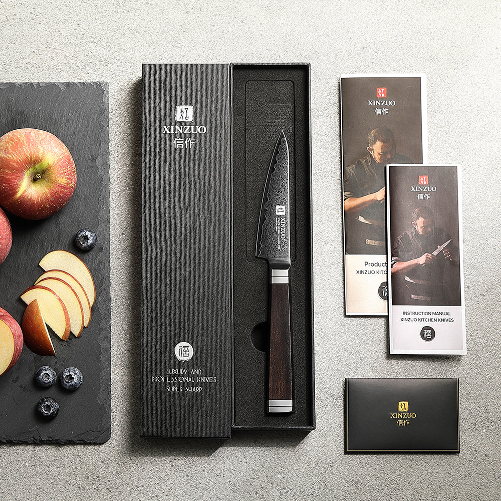 XINZUO Ji Series 4.1 Inches Sharp Paring Knife 67 Layers Damascus Steel Hand-forged Kitchen Knife