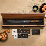 XINZUO 10 Inches Calamus Knife Japanese ZDP189 Damascus Steel Intangible Cultural Heritage lacquerware Handle