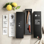 XINZUO Xing Series Hand-forged 5.1 Inches Utility Knife 73-Layer Pattern Damascus Steel - Ultra-Sharp Multi-Purpose Cooking Knife