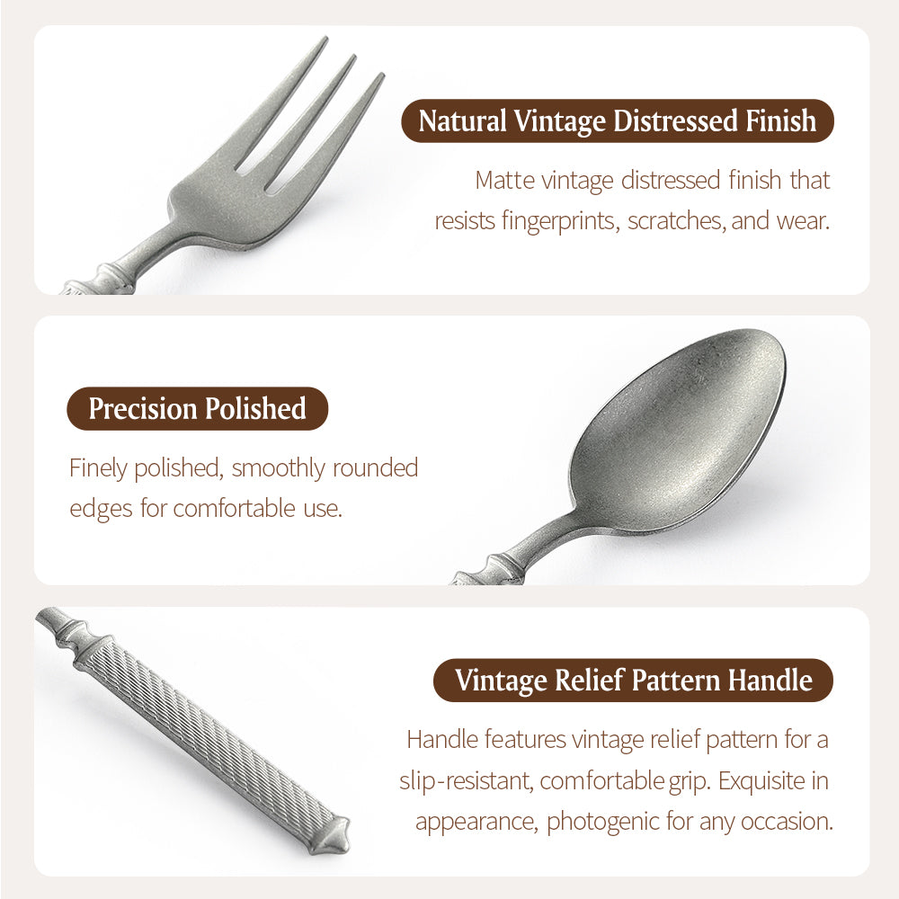XINZUO One-Piece Forged Cutlery Premium 304 Stainless Steel Sturdy & Functional-Vintage Relief Pattern Handle