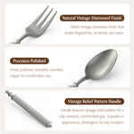 XINZUO One-Piece Forged Cutlery Premium 304 Stainless Steel Sturdy & Functional-Vintage Relief Pattern Handle