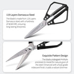 XINZUO Multi-Functional Kitchen Scissors 119 Layers Damascus Steel Iridescent Finish-Effort-saving Design