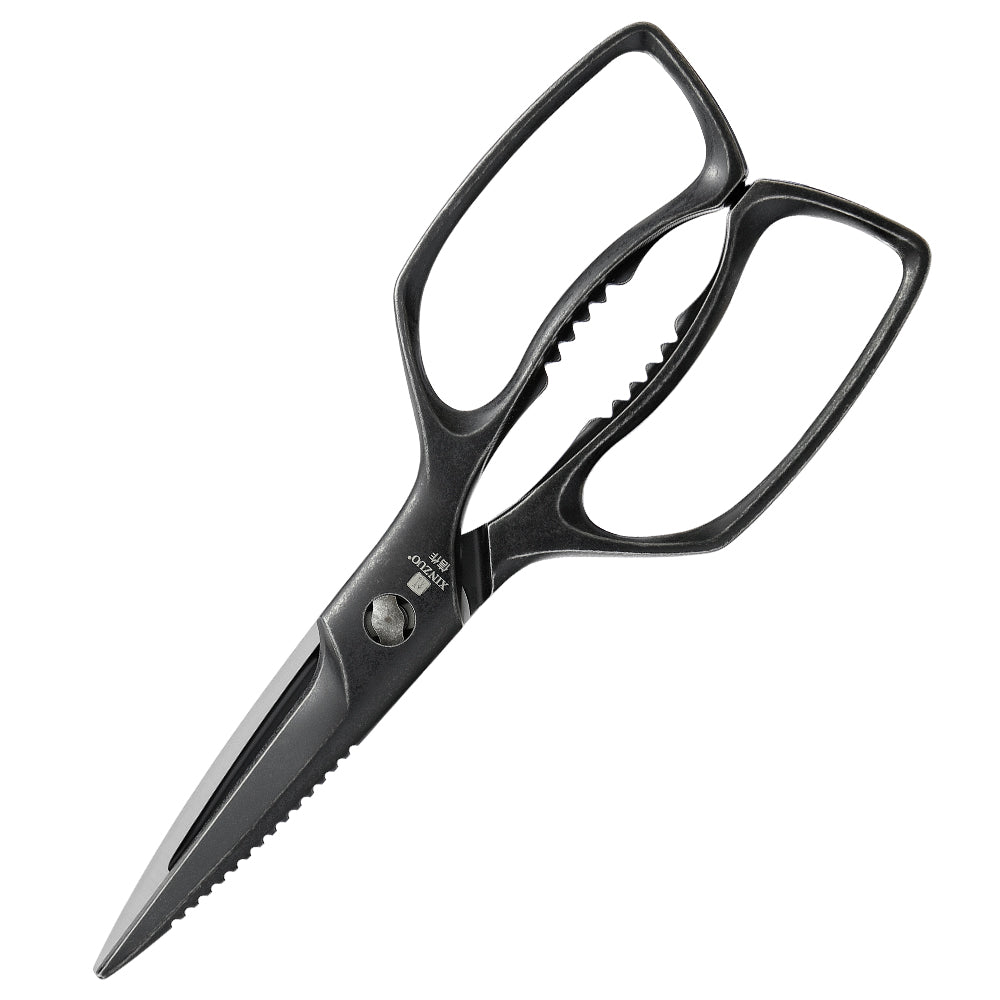 XINZUO 5Cr15 Stainless Steel Multifunctional Kitchen Scissors – One-Piece Solid Construction, Detachable & Ergonomic (Black/Silver/Bronze)