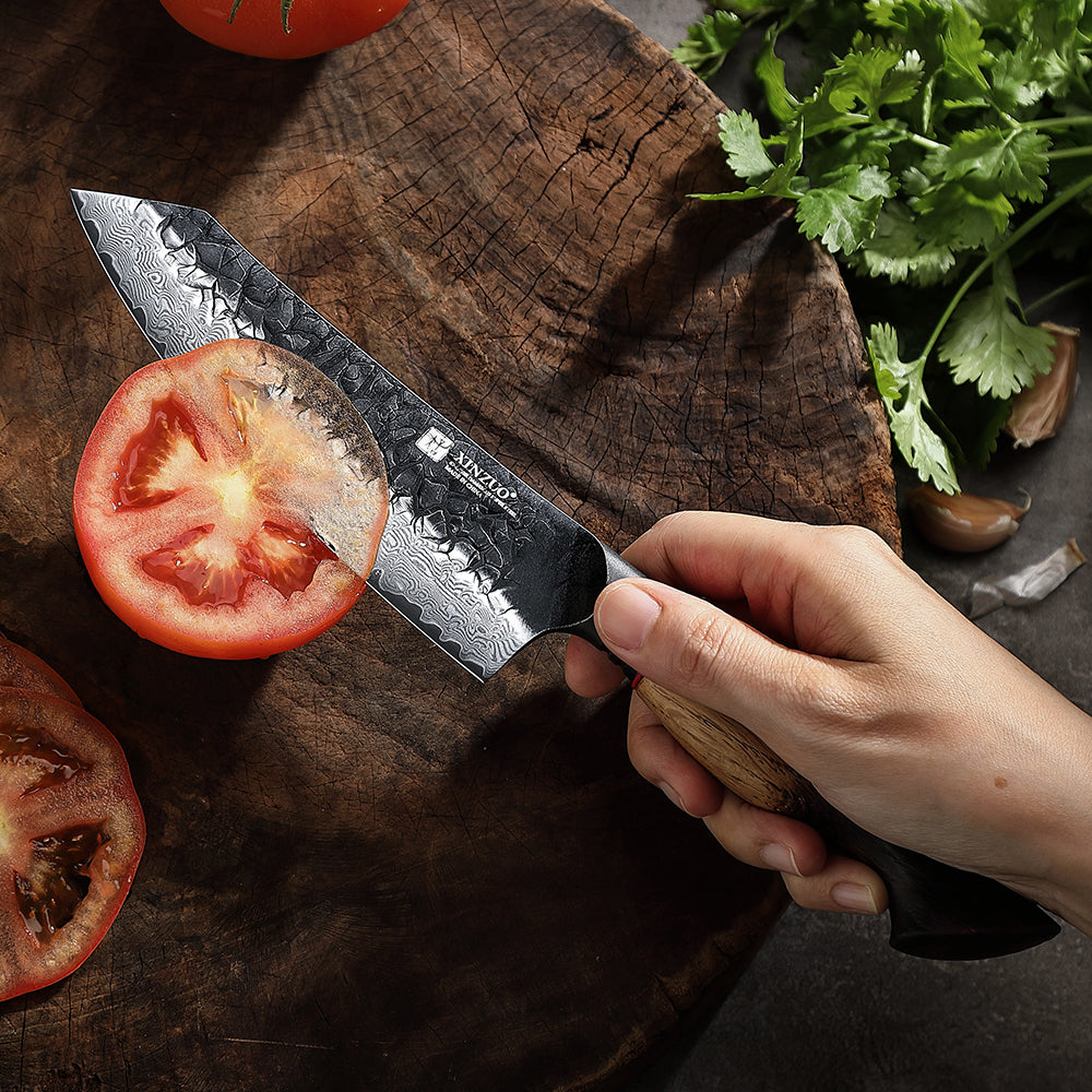 XINZUO 5.7 Inch Santoku Knife 67 Layers Damascus Steel with Burnt Oak Handle – Precision Japanese Multi-Purpose Chef Knife