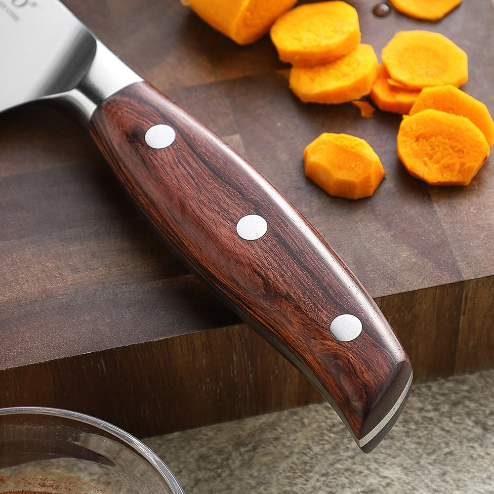 XINZUO Forged Kitchen Knife Set 7PCS Knife Set 440C Steel Core 3 Layers Composite Steel Hardness 60±1HRC