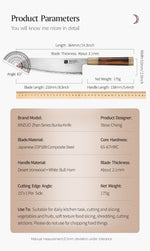 XINZUO Zhen XZ05 Series ZDP-189 Powder Steel Kiritsuke Chef Knife 8.5 Inch, Made of Three-layer Composite Steel, Hardness Reaches 65-67HRC, Desert lronwood Octagonal HandIe