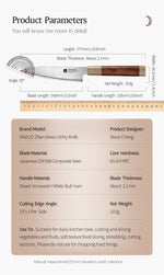 XINZUO Zhen XZ05 Series ZDP-189 Powder Utility Knife 5.5 Inch, Made of Three-layer Composite Steel, Hardness Reaches 65-67HRC, Desert lronwood Octagonal HandIe