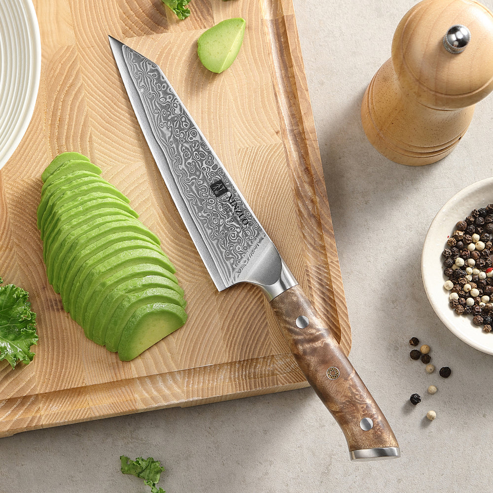 XINZUO Sharp Kitchen Utility Knife 5.3” High Carbon Damascus Steel Knife with Comfort Grip Handle Ideal for Slicing Dicing Chopping