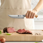 XINZUO 4PCS Steak Knife Set - Triple-Layer Composited Steel with Olive Wood Handle, Razor Sharp & Ergonomic Design-PIN Series