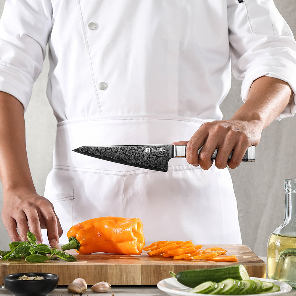 XINZUO 67-Layer Damascus Utility Knife – Your Daily Kitchen Companion