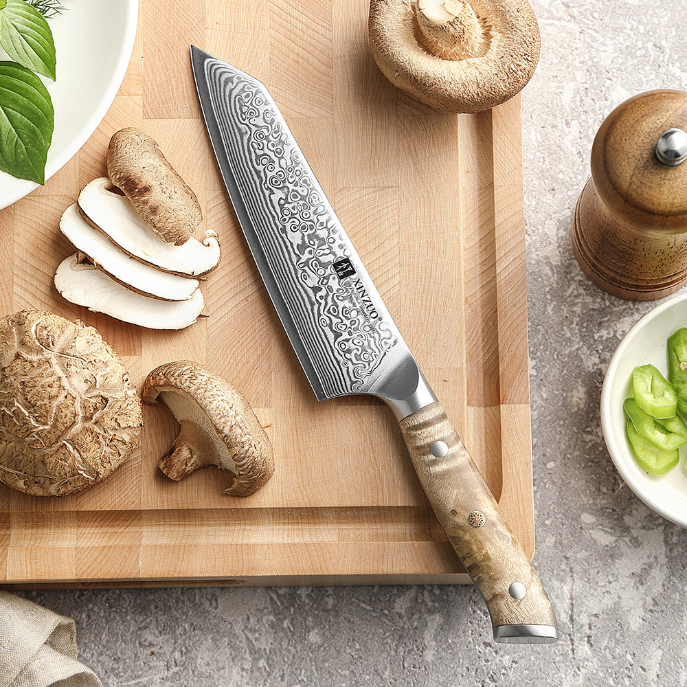 XINZUO 5.8 Inch Bunka Knife 10Cr15CoMoV Core 67 Layers Damascus Steel Ergonomic Wood Handle with Gift Box - Ideal for Home Kitchen & Restaurant