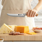 XINZUO Cheese Knife - Triple-Layer Composited Steel with Olive Wood Handle, Razor Sharp & Ergonomic Design-PIN Series
