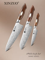 XINZUO 3-Piece 110 Layers Damascus Steel Kitchen Knife Set-Jiang Series
