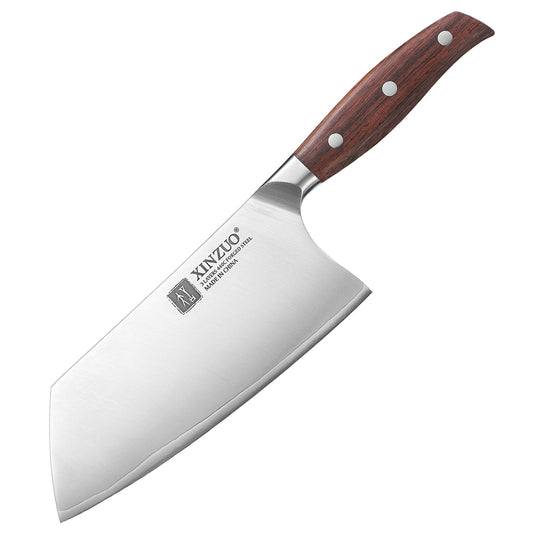 XINZUO High-Performance Cleaver Knife 7.1 Inches 3-Layer Composite Steel Blade for Kitchen Cooking