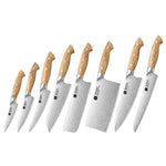 XINZUO 8PCS Kitchen Knife Set - Triple-Layer Composited Steel with Olive Wood Handle, Razor Sharp & Ergonomic Design-PIN Series