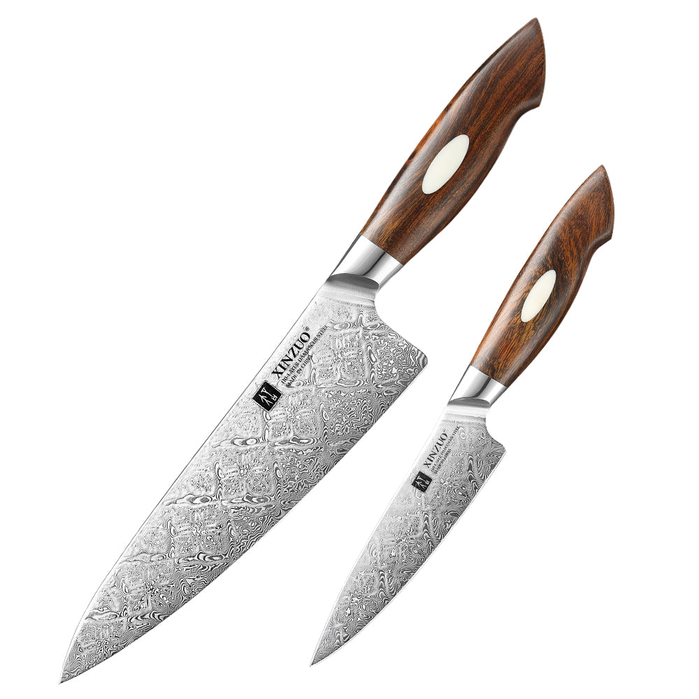 XINZUO 2-Piece  110 Layers Damascus Steel Kitchen Knife Set-Jiang Series