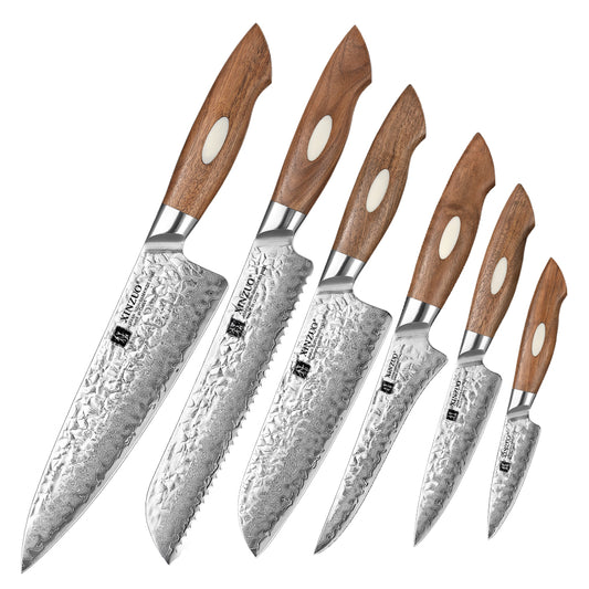 XINZUO 6-Piece  67 Layers Japanese AUS-10 Damascus Steel Kitchen Knife Set-Jiang Series