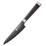 XINZUO Premium 5.3" Damascus Steel Utility Knife - 67 Layers Damascus Steel, 60±2 HRC, Black Titanium Plated, Full Tang, Professional Kitchen Knife