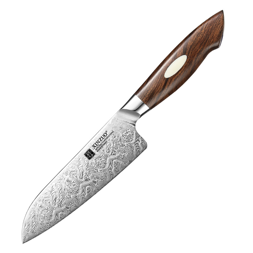 XINZUO 5.5" Santoku Knife – 110-Layer Dual-Core Damascus Steel,Desert Ironwood Handle