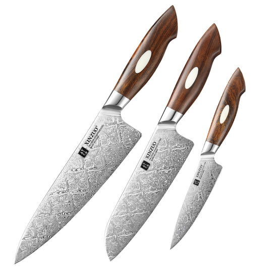 XINZUO 3-Piece  110 Layers Damascus Steel Kitchen Knife Set-Jiang Series