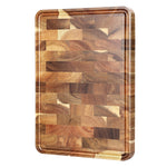 XINZUO Acacia Wood End Grain Cutting Board with Handles & Non-Slip Feet,Gift Box Package, Size 13.8" x 9.8" x 1"