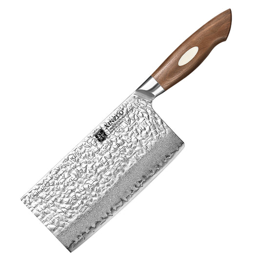 XINZUO 7 Inches 67 Layers Japanese AUS-10 Damascus Steel Meat Cleaver Knife-Jiang Series