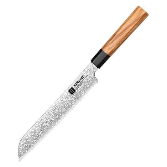 XINZUO PM8  Series 67 Layers Damascus Powder Steel Bread Knife 8.5 inches