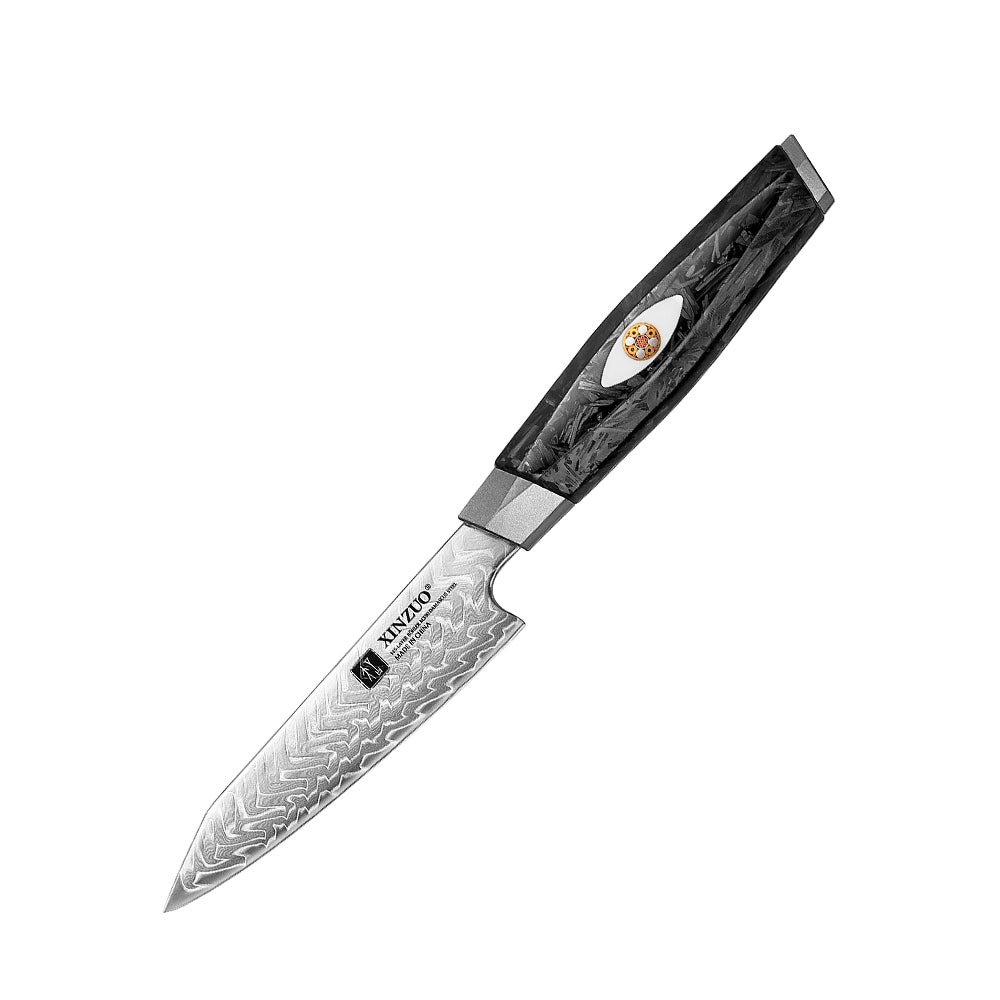 XINZUO 4.5 Inches Paring Knife M390 Damascus Chef Knife | 145 Layers Forged Blade & Carbon Fiber Handle