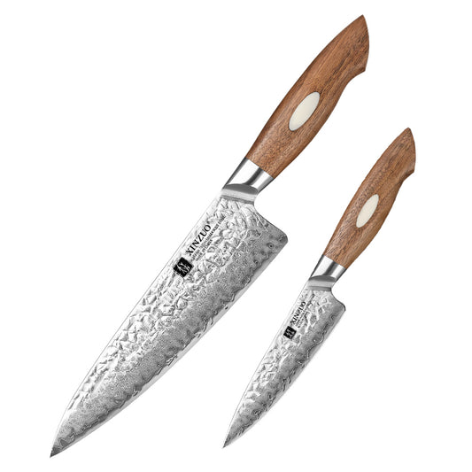 XINZUO 2-Piece  67 Layers Japanese AUS-10 Damascus Steel Kitchen Knife Set-Jiang Series