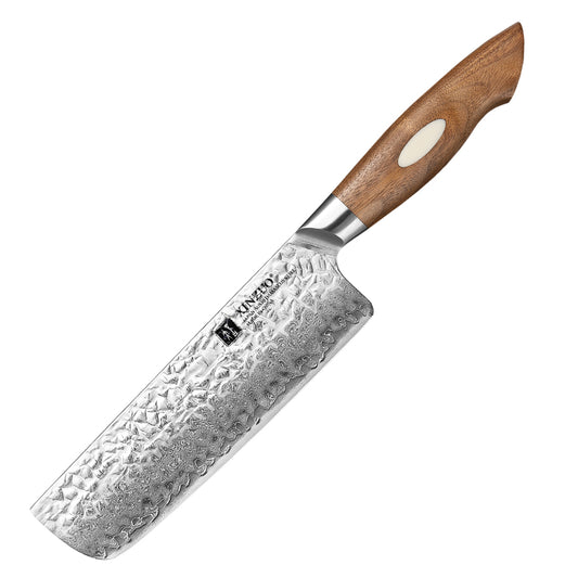 XINZUO 6.8 Inches 67 Layers Japanese AUS-10 Damascus Steel Nakiri Knife-Jiang Series
