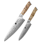 XINZUO Yu Series 2PCS Kitchen Knife Set 67-Layer Damascus Steel Ultra-Sharp 15° Edge,Meat and Vegetable Cutting