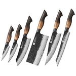 XINZUO 6-Piece Knife Set, 67 Layers Black Damascus Steel,Burnt Oak Handle MO-Series