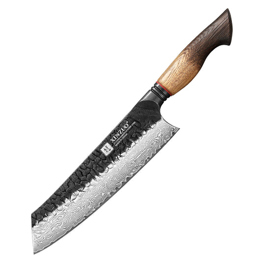 XINZUO 8.3 Inch Japanese Kiritsuke Knife, 67 Layers Damascus Steel with Burnt Oak Handle - Master Chef Multi-Purpose Blade for Precision Slicing & Chopping