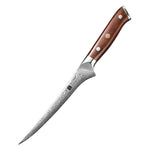 XINZUO 7-Inch Fish Fillet Knife — 67-Layer Damascus Steel Blade, Natural Rosewood Grip