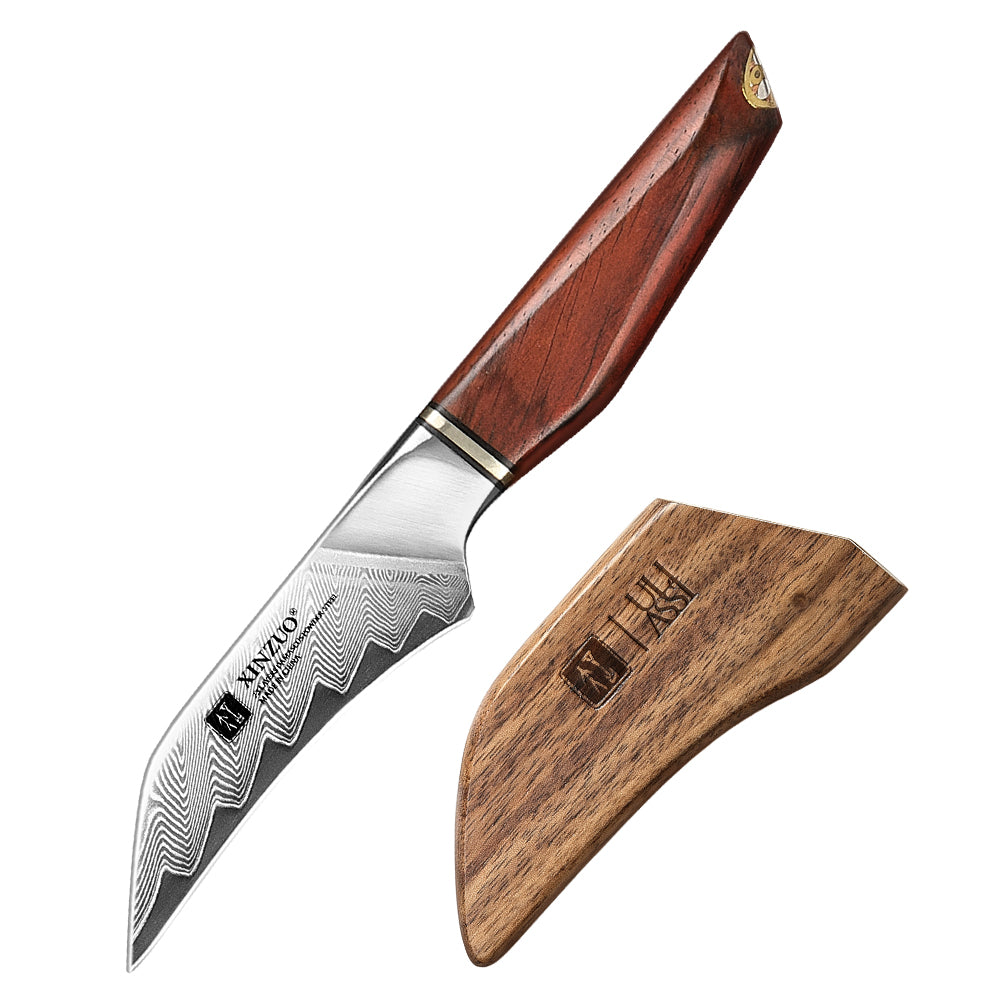 XINZUO Xing Series 3 Inches Paring Knife - 14Cr14MoVNb Steel Core With Wooden Sheath  Eco-Friendly Gift Package